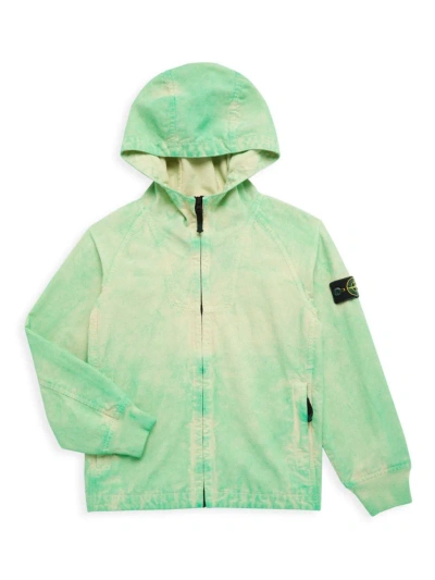 Stone Island Little Kid's & Kid's Faded Zip-up Canvas Jacket In Light Green
