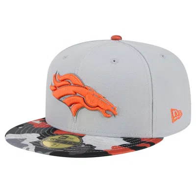 New Era Gray Denver Broncos Active Camo 59fifty Fitted Hat In Gray Camo