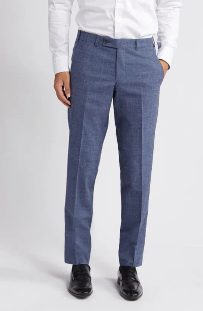 Ted Baker Jerome Trim Fit Soft Constructed Flat Front Wool & Silk Blend Dress Trousers In Blue