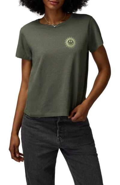 Spiritual Gangster Lila Cotton Graphic T-shirt In Olive Green