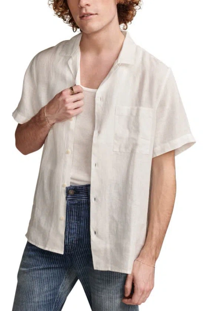 Lucky Brand Solid Linen Camp Shirt In Bright White