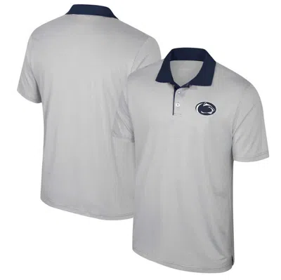 Colosseum Gray Penn State Nittany Lions Big & Tall Tuck Striped Polo