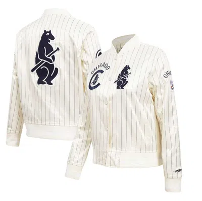Pro Standard Cream Chicago Cubs Cooperstown Collection Pinstripe Retro Classic Full-button Satin Jac