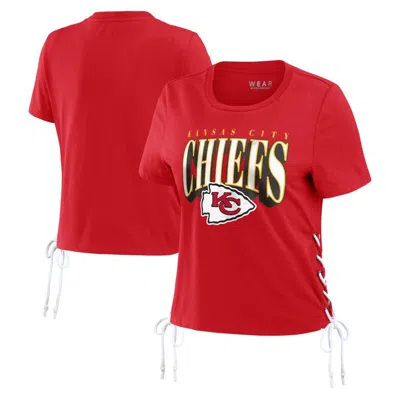 Wear By Erin Andrews Red Kansas City Chiefs Lace Up Side Modest Cropped T-shirt