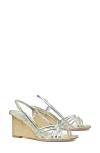 Tory Burch Multi-strap Espadrille Wedge Sandal In Shiny Silver