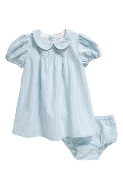 Nordstrom Babies' Puff Sleeve Dress & Bloomers In Blue Basalt Rupert Stripe