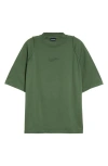 Jacquemus Camargu Logo-embroidered Organic Cotton-jersey T-shirt In Dark Green