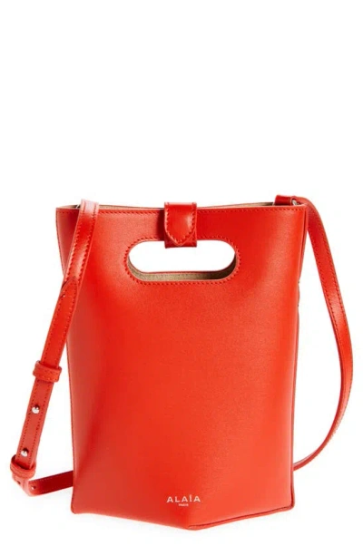 Alaïa Small Folded Calfskin Leather Tote In Rouge Vif