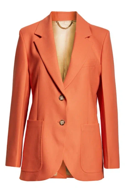 Victoria Beckham Wool Blazer Jacket With Patch Pockets In Papaya