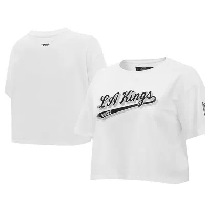 Pro Standard White Los Angeles Kings Boxy Script Tail Cropped T-shirt