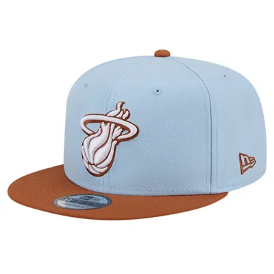 New Era Men's Light Blue/brown Miami Heat 2-tone Color Pack 9fifty Snapback Hat