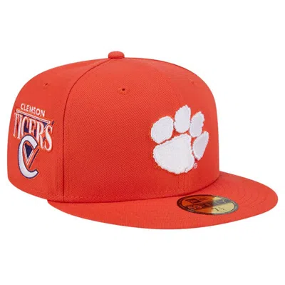 New Era Orange  Clemson Tigers Throwback 59fifty Fitted Hat