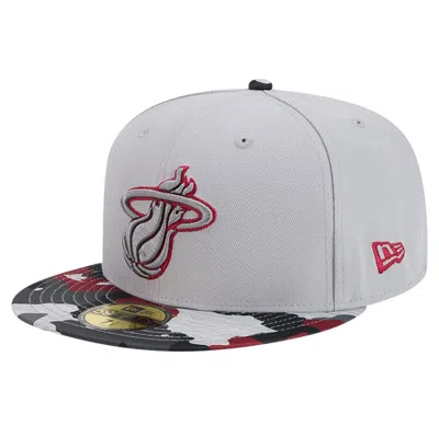 New Era Gray Miami Heat Active Color Camo Visor 59fifty Fitted Hat