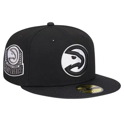 New Era Black Atlanta Hawks Active Satin Visor 59fifty Fitted Hat