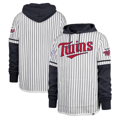47 ' White Minnesota Twins Pinstripe Double Header Pullover Hoodie