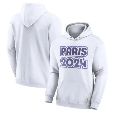 Fanatics Branded White Paris 2024 Summer Olympics Bold Outline Fleece Pullover Hoodie