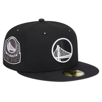New Era Black Golden State Warriors Active Satin Visor 59fifty Fitted Hat