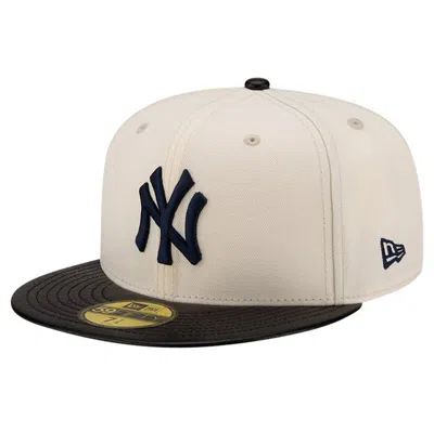 New Era Cream New York Yankees Game Night Leather Visor 59fifty Fitted Hat