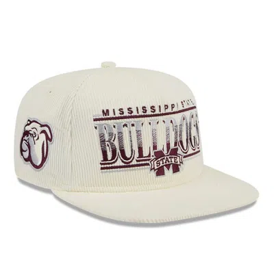 New Era White Mississippi State Bulldogs Throwback Golfer Corduroy Snapback Hat In Cream