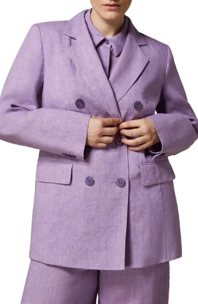 Marina Rinaldi Louvre Double Breasted Linen Jacket In Lilac