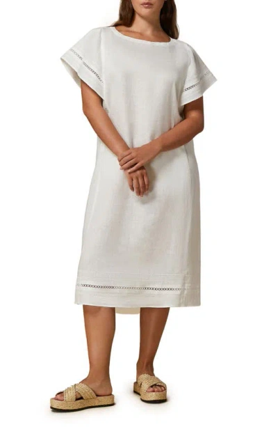 Marina Rinaldi Bartolo Linen Midi Dress In White