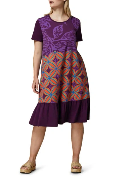 Marina Rinaldi Piroga Print Jersey Dress In Lilak