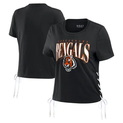 Wear By Erin Andrews Black Cincinnati Bengals Lace Up Side Modest Cropped T-shirt