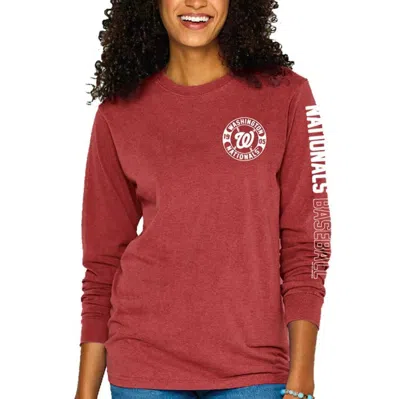 Soft As A Grape Red Washington Nationals Pigment-dyed Long Sleeve T-shirt