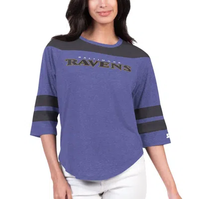 Starter Purple Baltimore Ravens Fullback Tri-blend 3/4-sleeve T-shirt