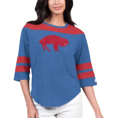 Starter Royal Buffalo Bills Fullback Tri-blend 3/4-sleeve T-shirt