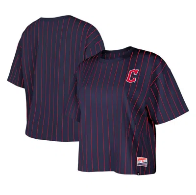 New Era Navy Cleveland Guardians Boxy Pinstripe T-shirt