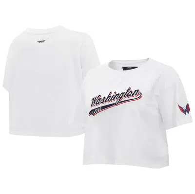 Pro Standard White Washington Capitals Boxy Script Tail Cropped T-shirt