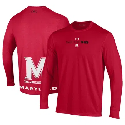 Under Armour Unisex   Red Maryland Terrapins 2024 On-court Bench Unity Performance Long Sleeve T-shir