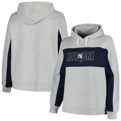 Profile Heather Gray New York Yankees Plus Size Pullover Jersey Hoodie