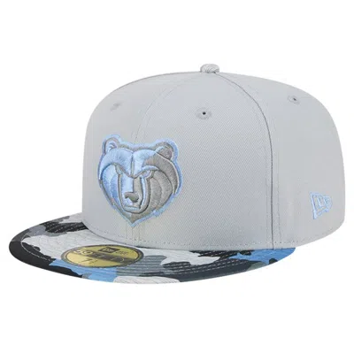 New Era Gray Memphis Grizzlies Active Color Camo Visor 59fifty Fitted Hat