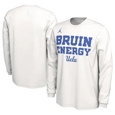 Jordan Brand Unisex   White Ucla Bruins 2024 On-court Bench Energy Long Sleeve T-shirt