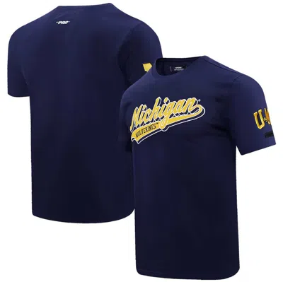 Pro Standard Navy Michigan Wolverines Script Tail T-shirt