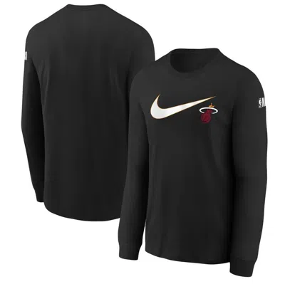 Nike Kids' Youth  Black Miami Heat Swoosh Long Sleeve T-shirt