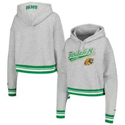 Pro Standard Heather Gray Florida A&m Rattlers Script Tail Fleece Cropped Pullover Hoodie