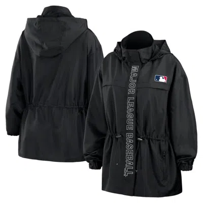 Wear By Erin Andrews Black Mlb Merchandise Full-zip Windbreaker Hoodie Jacket