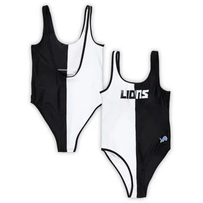 G-iii 4her By Carl Banks Black/white Detroit Lions Last Stand One-piece Swimsuit
