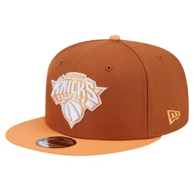 New Era Men's Brown/orange New York Knicks 2-tone Color Pack 9fifty Snapback Hat In Brown Oran