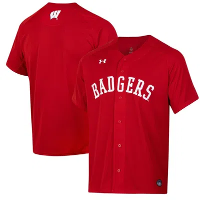 Under Armour Red Wisconsin Badgers Replica Full-button Baseball Jersey
