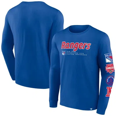 Fanatics Branded Blue New York Rangers Strike The Goal Long Sleeve T-shirt In Deep Royal