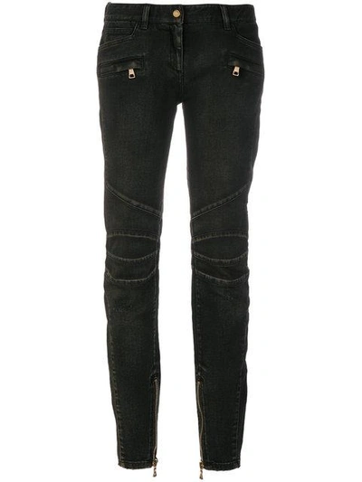 Balmain Distressed Mid-rise Skinny Jeans In C4715