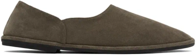 The Row Taupe Canal Slip On Loafers In Ash