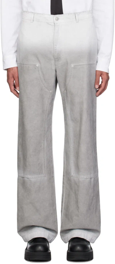 Alyx White & Gray Overdyed Carpenter Trousers In Treated White