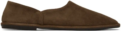 The Row Collapsible-heel Suede Loafers In Brown