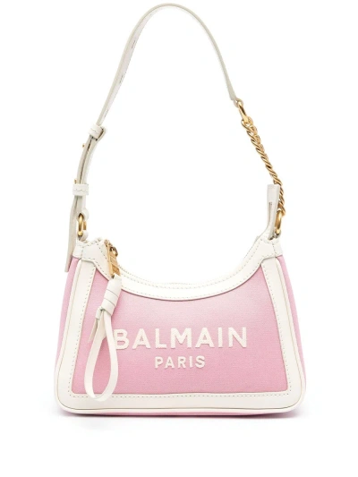 Balmain Chain And Leather Shoulder Bag In Pink & Purple