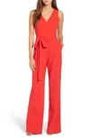 Vince Camuto Tie Front Wide Leg Jumpsuit In Poppy